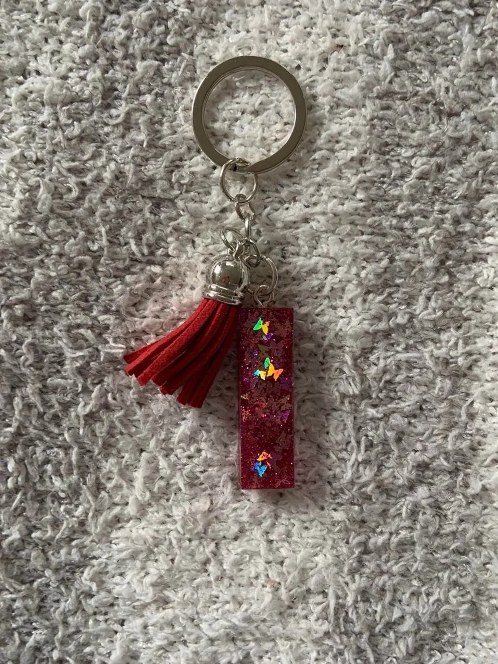 Glitter Tassel Keychain - Women's Accessory